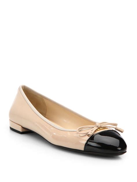 prada leather cap toe flat|Prada Ballet Flats .